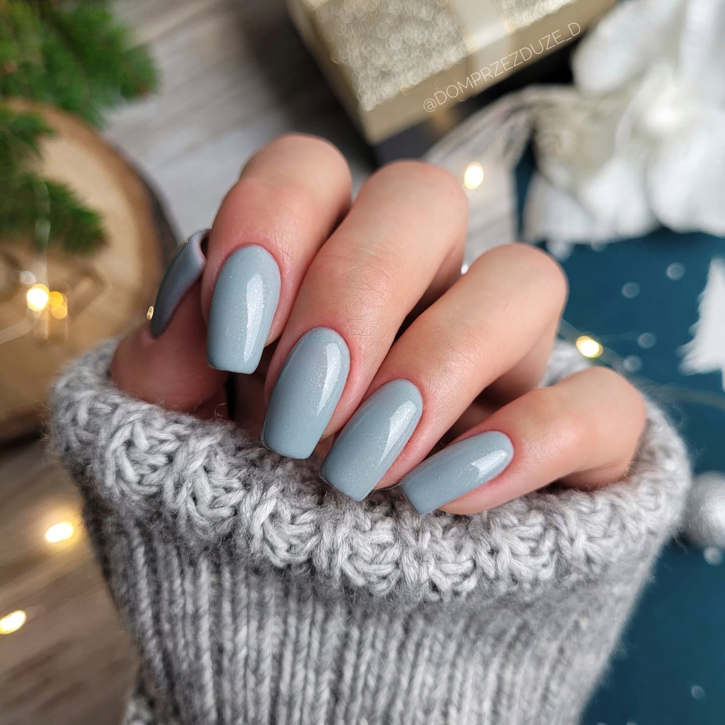 Matte Taupe and Beige Color Block — Winter Squoval Nails