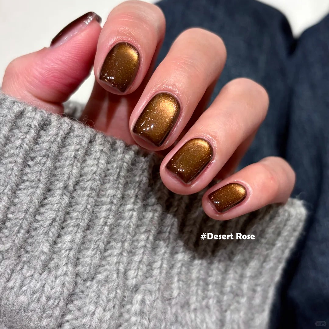 Warm Brown Cat Eye Ombre Short Nails Warm Brown Cat Eye Ombre Short Nails — Winter Cat Eye Nails