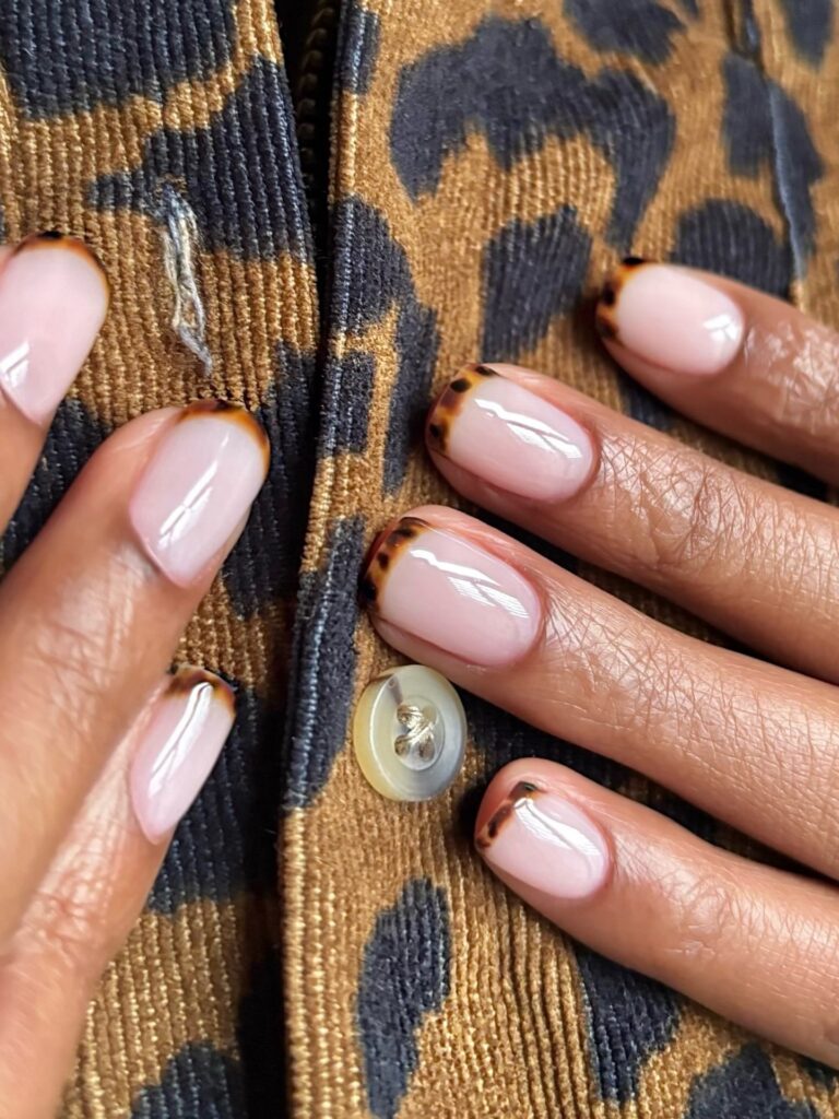 Sheer Pink Tortoiseshell French Tip Nails Sheer Pink Tortoiseshell French Tip Nails — Simple Nail Designs