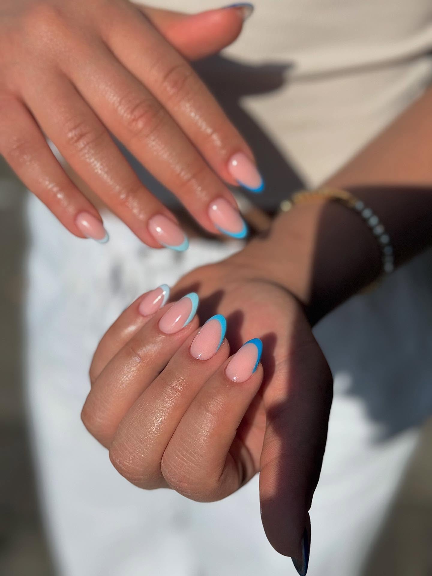Glossy 3D Chrome Abstract Stiletto Nails Glossy 3D Chrome Abstract Stiletto Nails — Icy Blue Nails