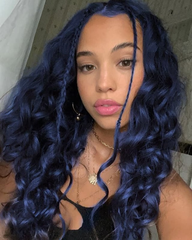 Deep Saturated Blue Curly Hair — Blue Black Hair