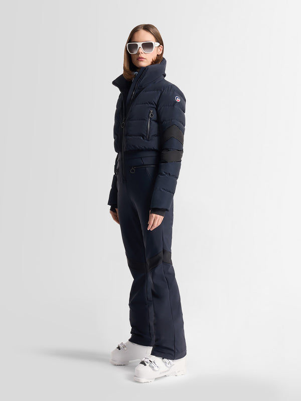 Chic Quilted Ski Suit in Navy and Black Chic Quilted Ski Suit in Navy and Black — Ski Outfits