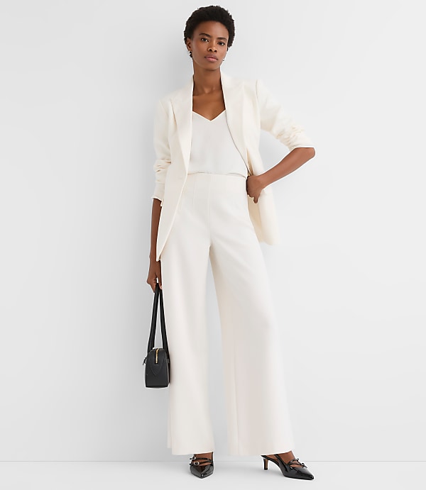 Chic Ivory Crepe Suit: Modern Elegance for a Party Event — Winter Party Outfits