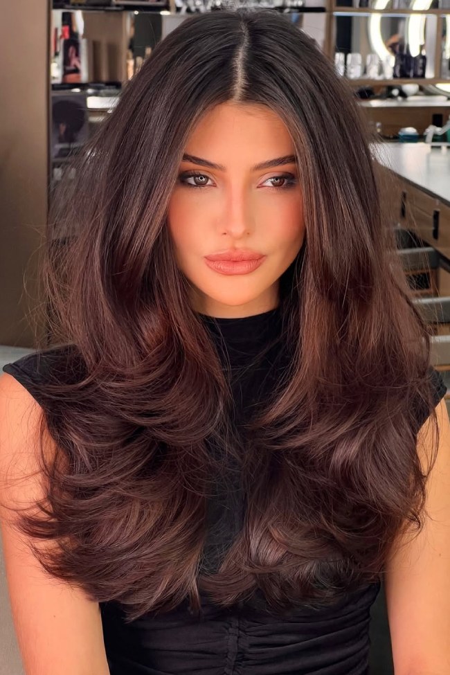 Voluminous Mid-Back Espresso Waves Voluminous Mid-Back Espresso Waves — Espresso Brown Hair