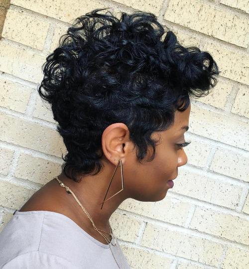 Textured Curly Pixie with Side Bangs — Winter Haircuts for Black Women