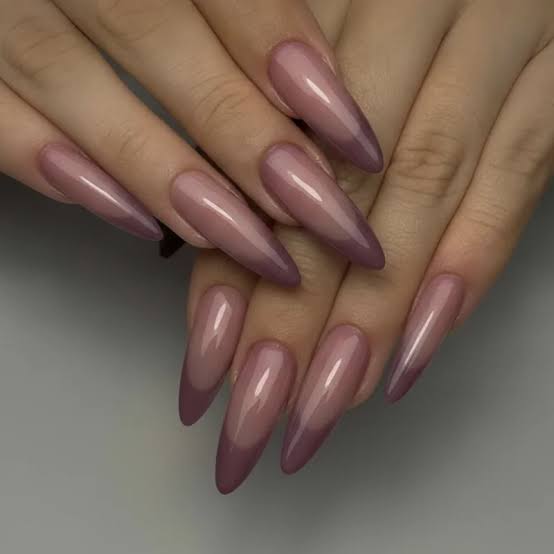 Purple-Grey Ombre French Stilettos — Winter French Tip Nails