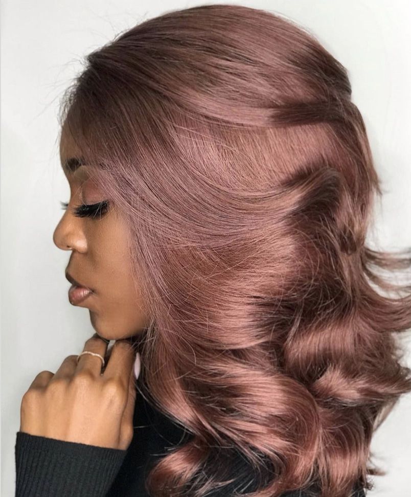 Rose Gold Chin-Length Lob — Winter Hair Colors