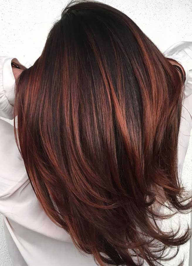 Deep Brown With Copper-Red Highlights Deep Brown With Copper-Red Highlights — Winter Hair Colors for Brunettes