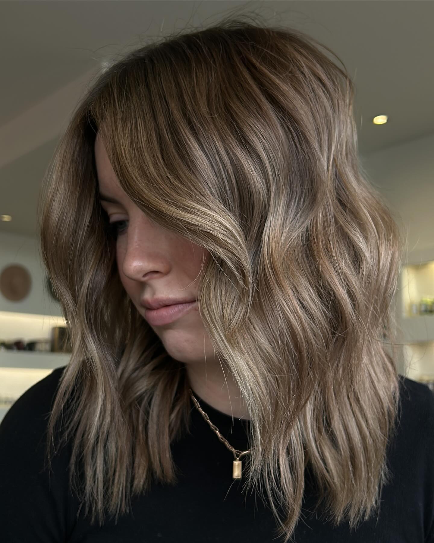 Wavy Medium Density Mid-Back Dark With Ash Blonde Balayage Wavy Medium Density Mid-Back Dark With Ash Blonde Balayage — Winter Balayage
