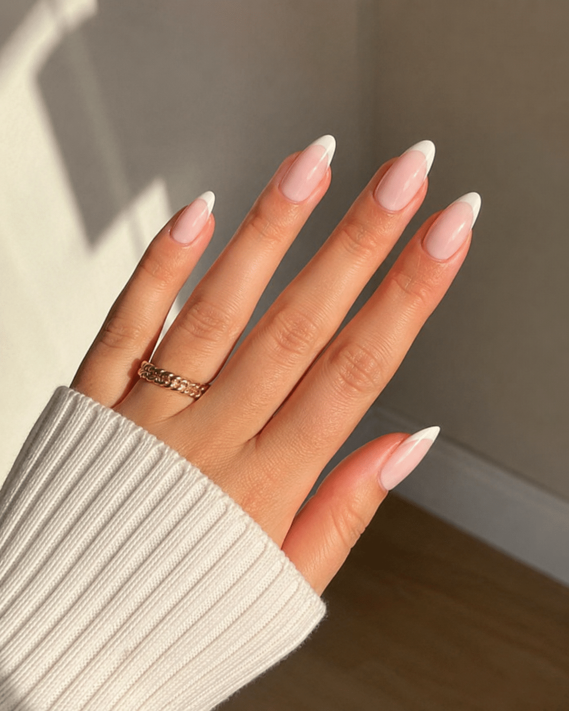 Sheer Pink Classic French Almond Nails Sheer Pink Classic French Almond Nails — Almond Nail Designs