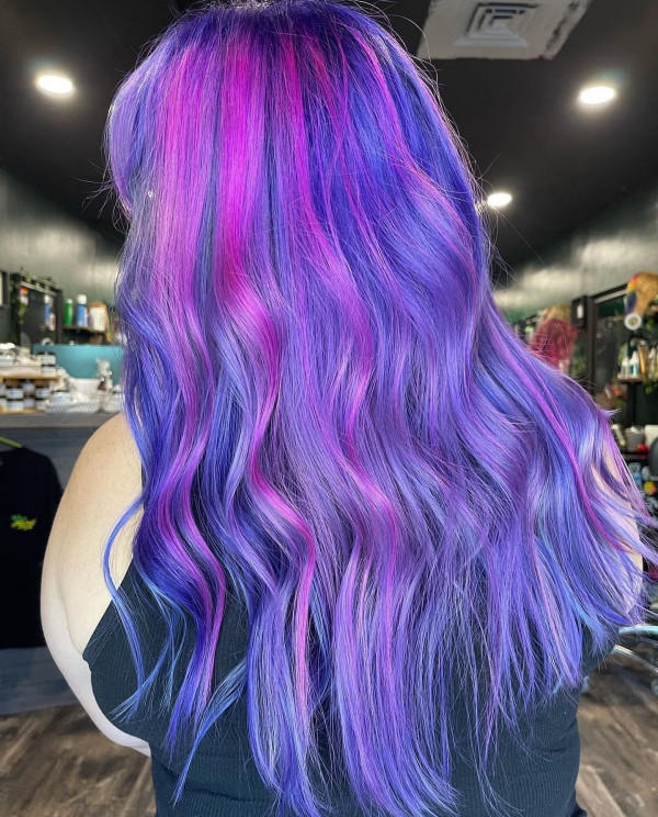Mermaid Purple With Pink and Blue Streaks — Plum Hair Color