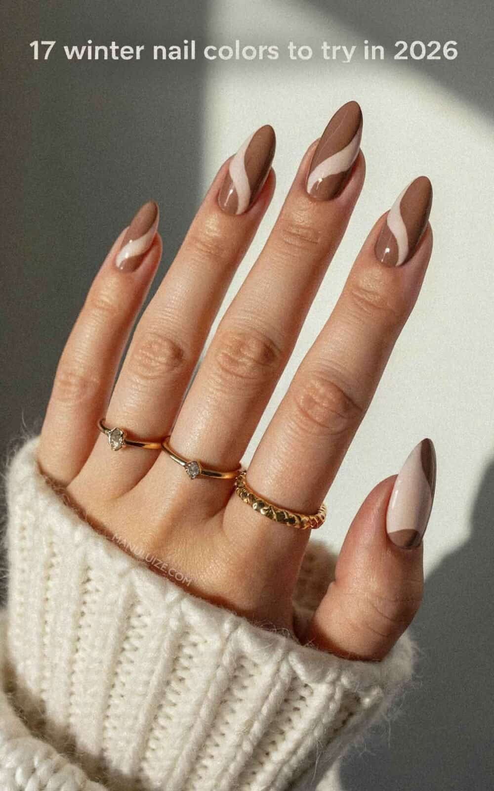 Medium Brown Light Beige Swirls Medium Brown Light Beige Swirls — Winter Nail Colors