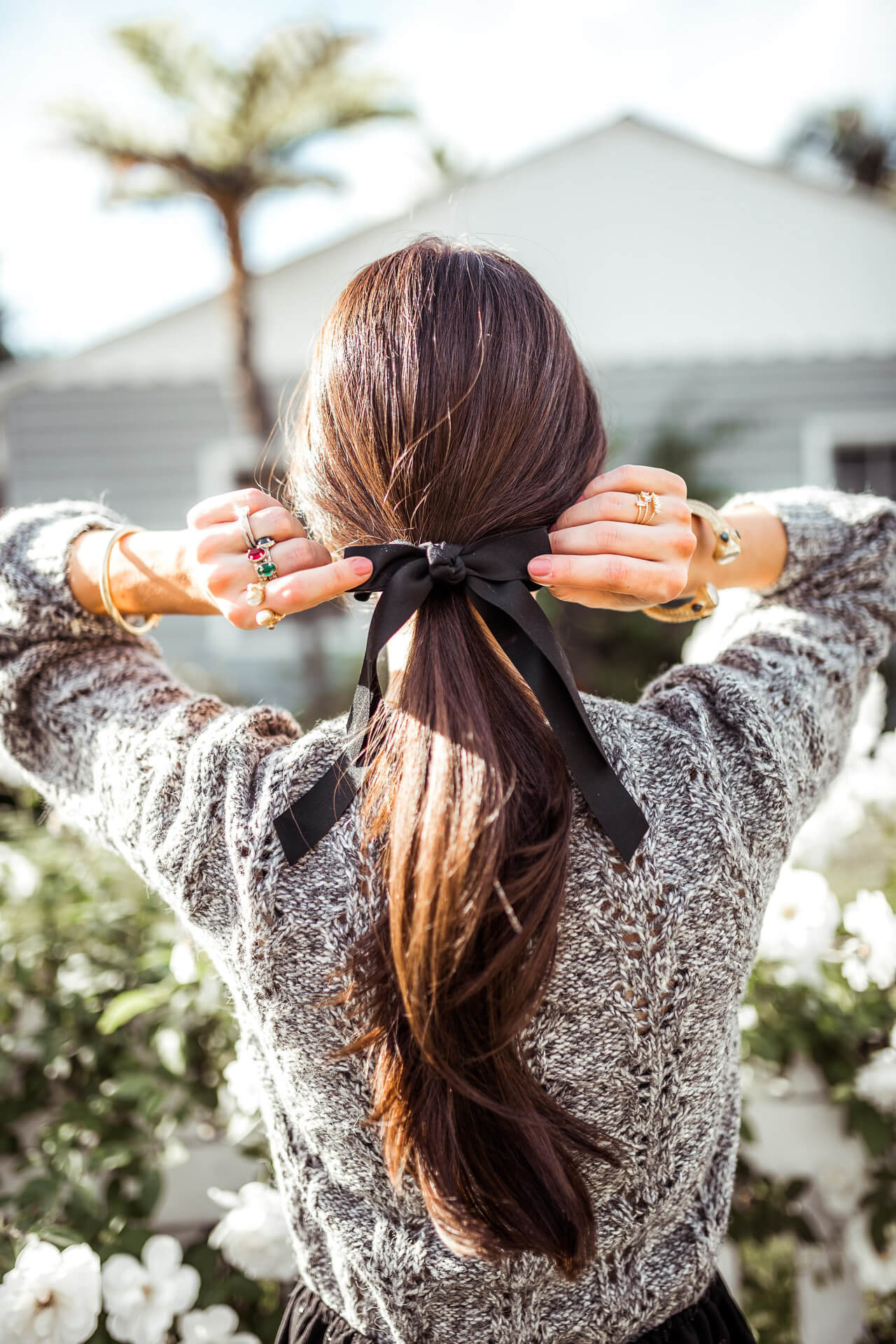 Chic Casual Ribbon Bow Ponytail Chic Casual Ribbon Bow Ponytail — Winter Ponytail Hairstyles