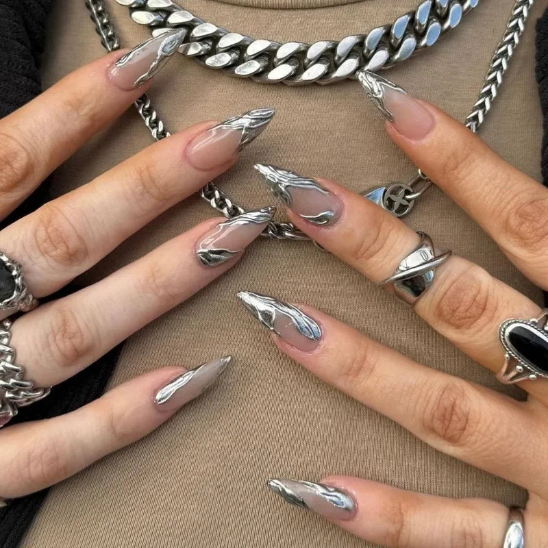 Chrome Metallic Visual Idea — Silver Chrome Nails
