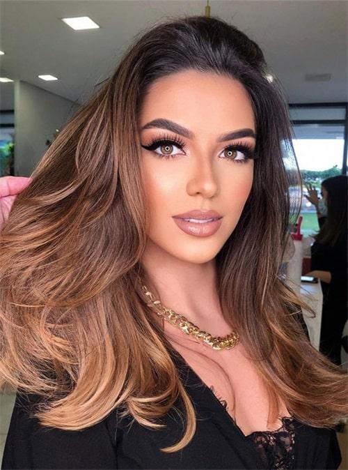 Brown With Caramel Balayage — Cinnamon Brown Hair