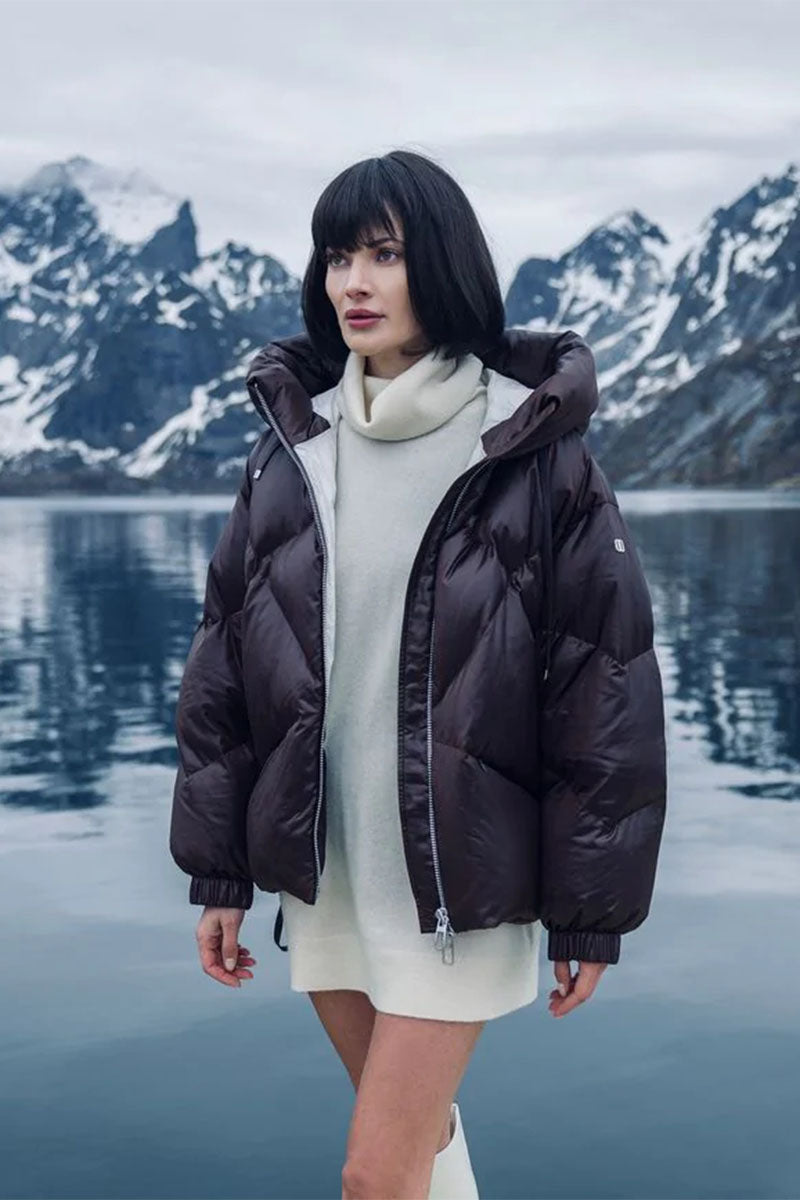 Oversized Puffer as a Mini Dress Oversized Puffer as a Mini Dress — Winter Puffer Jacket Outfits