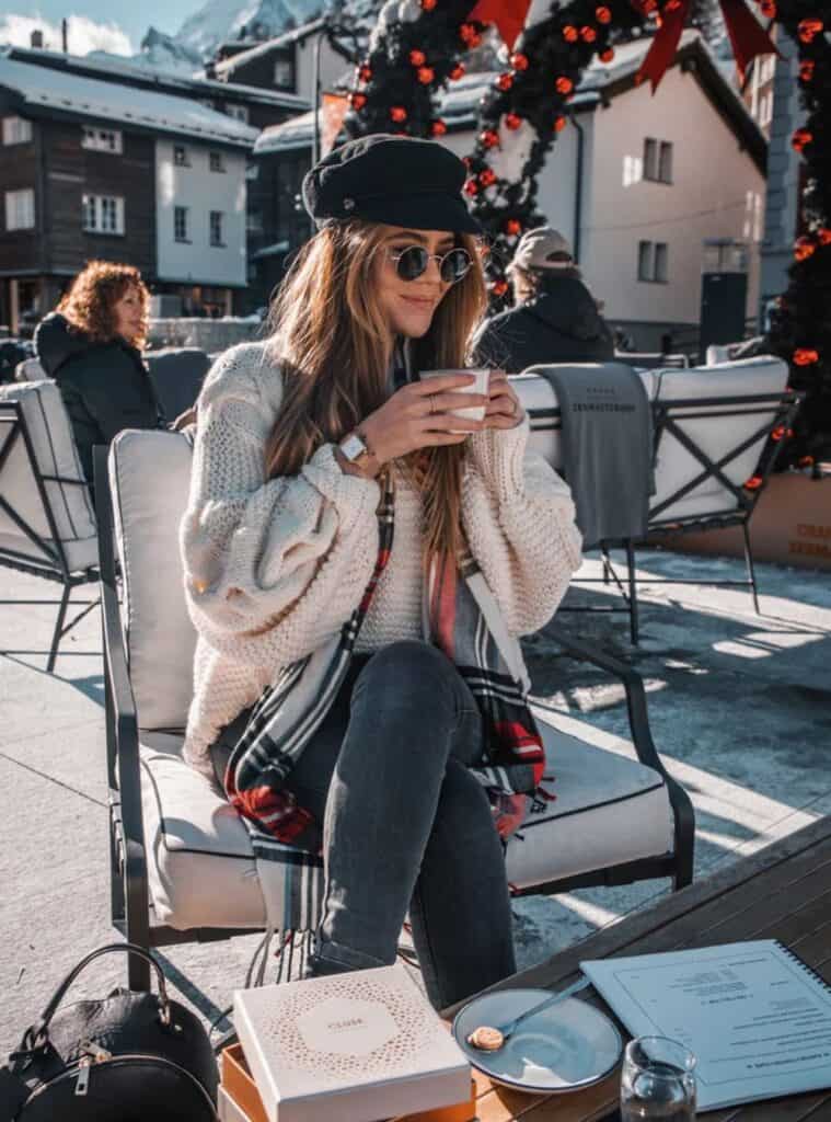 Chunky Knit and Plaid: Cream Cardigan with Grey Jeans — Comfy Winter Outfits
