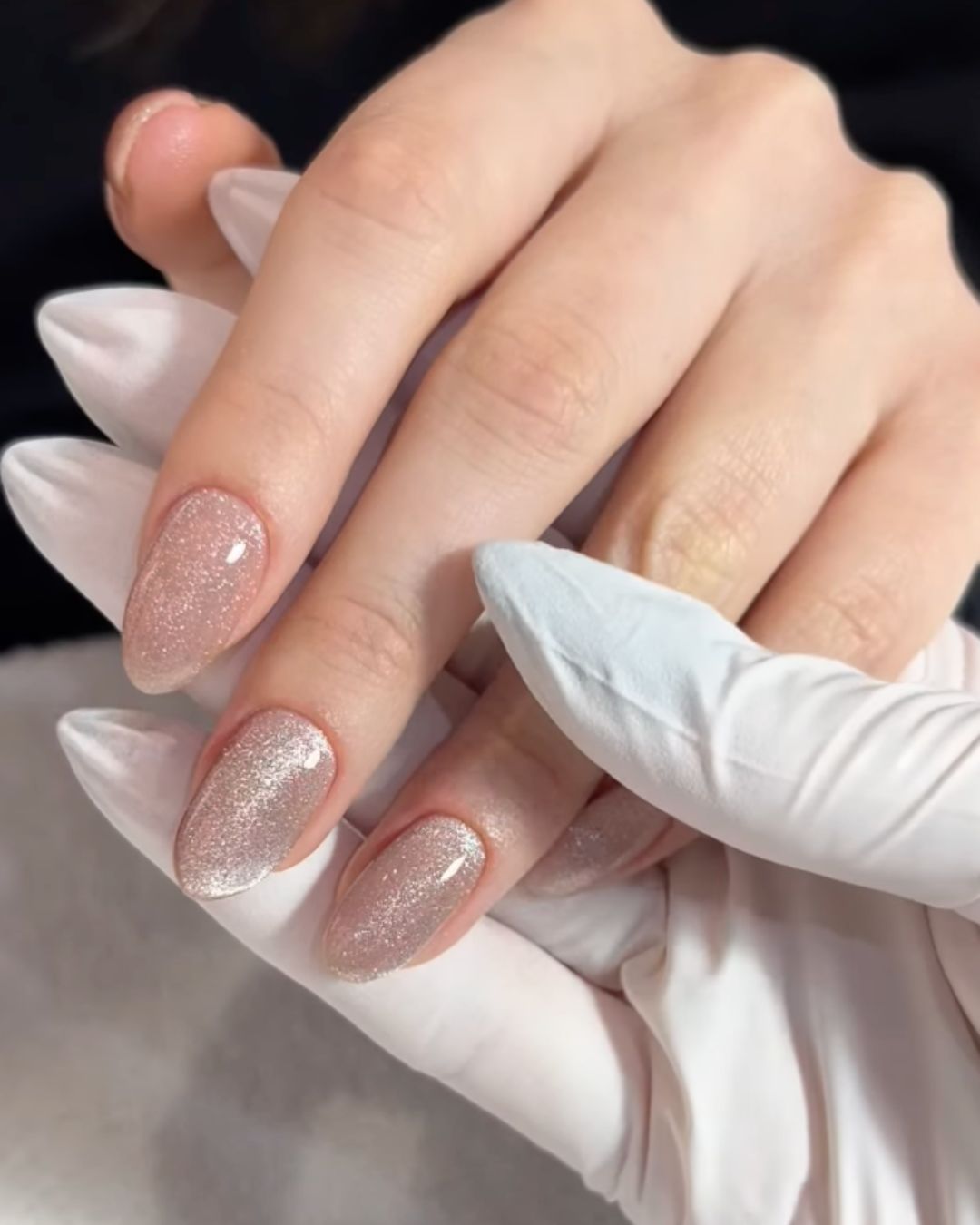 Fine Glitter Particles Light Pink Nude Glitter Nails Fine Glitter Particles Light Pink Nude Glitter Nails — Velvet Nails