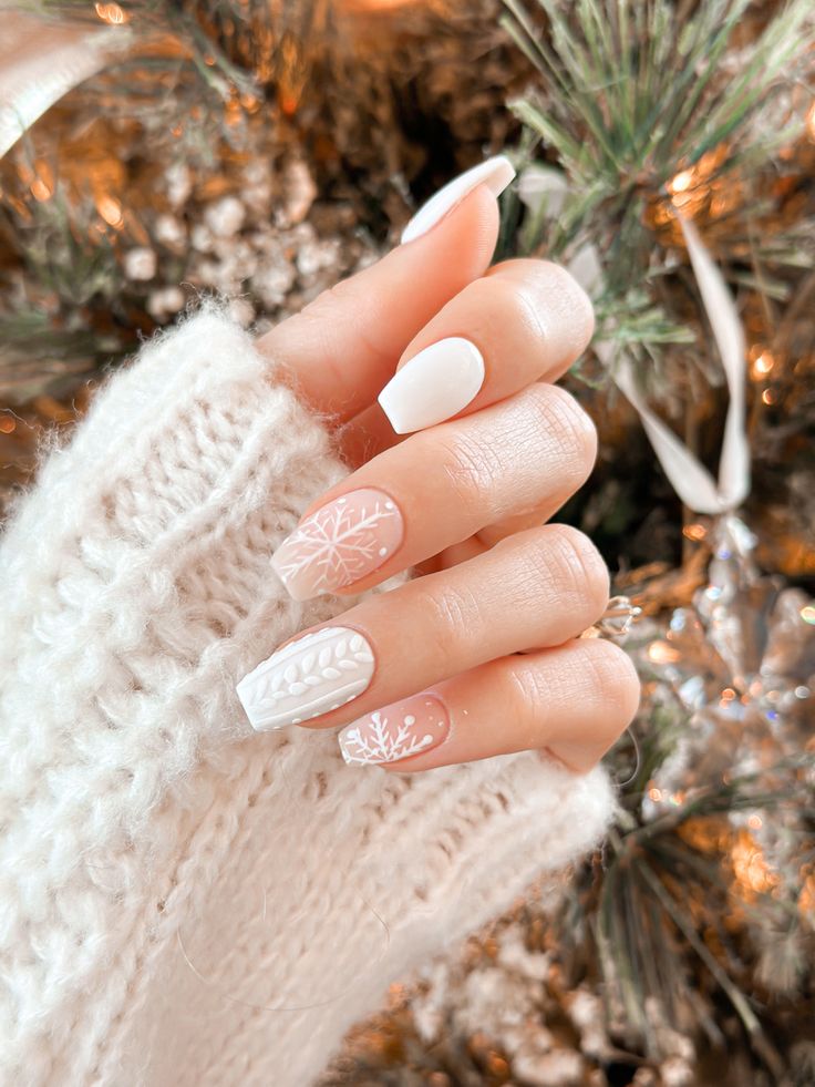 Sheer Pink Snowflake Cable Knit Sheer Pink Snowflake Cable Knit — Snowflake Nails