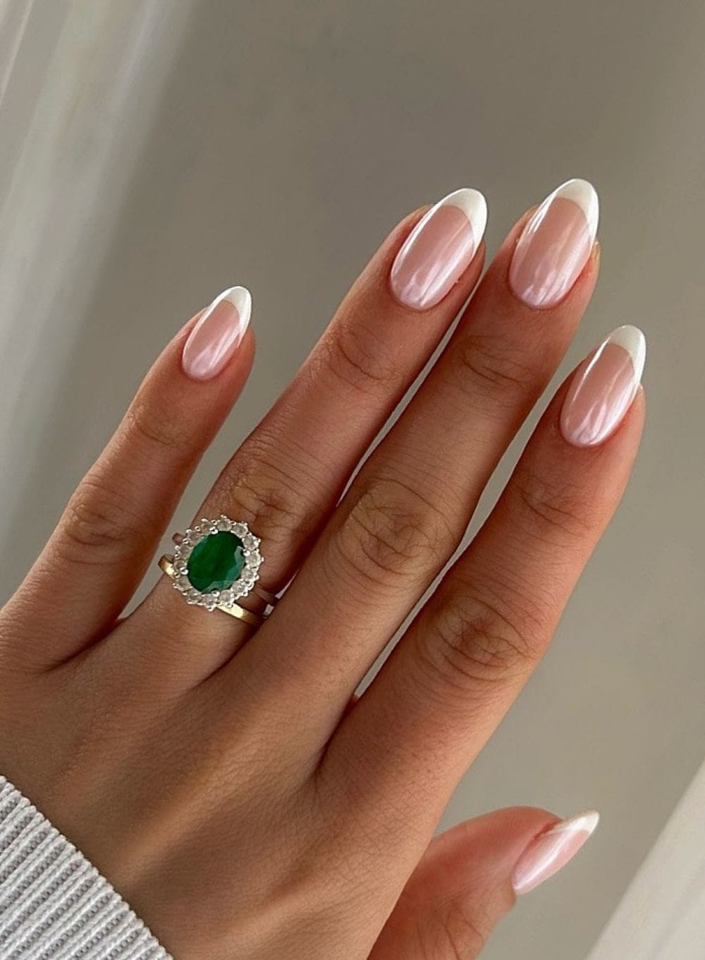 Glossy Pearlescent Sheen Visual Idea — Winter French Tip Nails