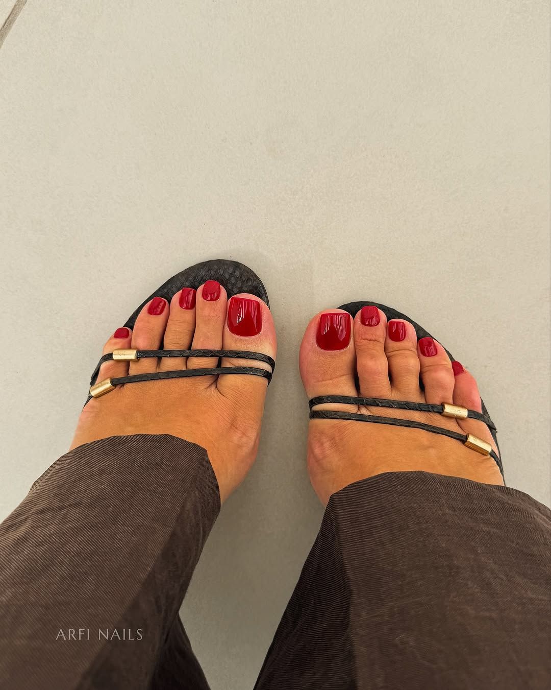 Bright Red Glossy Toes — Winter Toe Nails