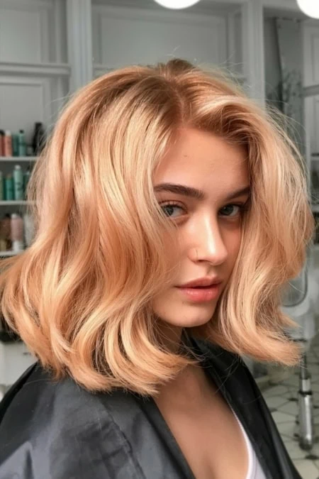 Soft Strawberry Blonde Bob Waves — Aesthetic Winter Hairstyles