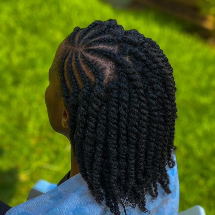 Shoulder Twists With Geometric Parting Shoulder Twists With Geometric Parting — Winter Protective Hairstyles