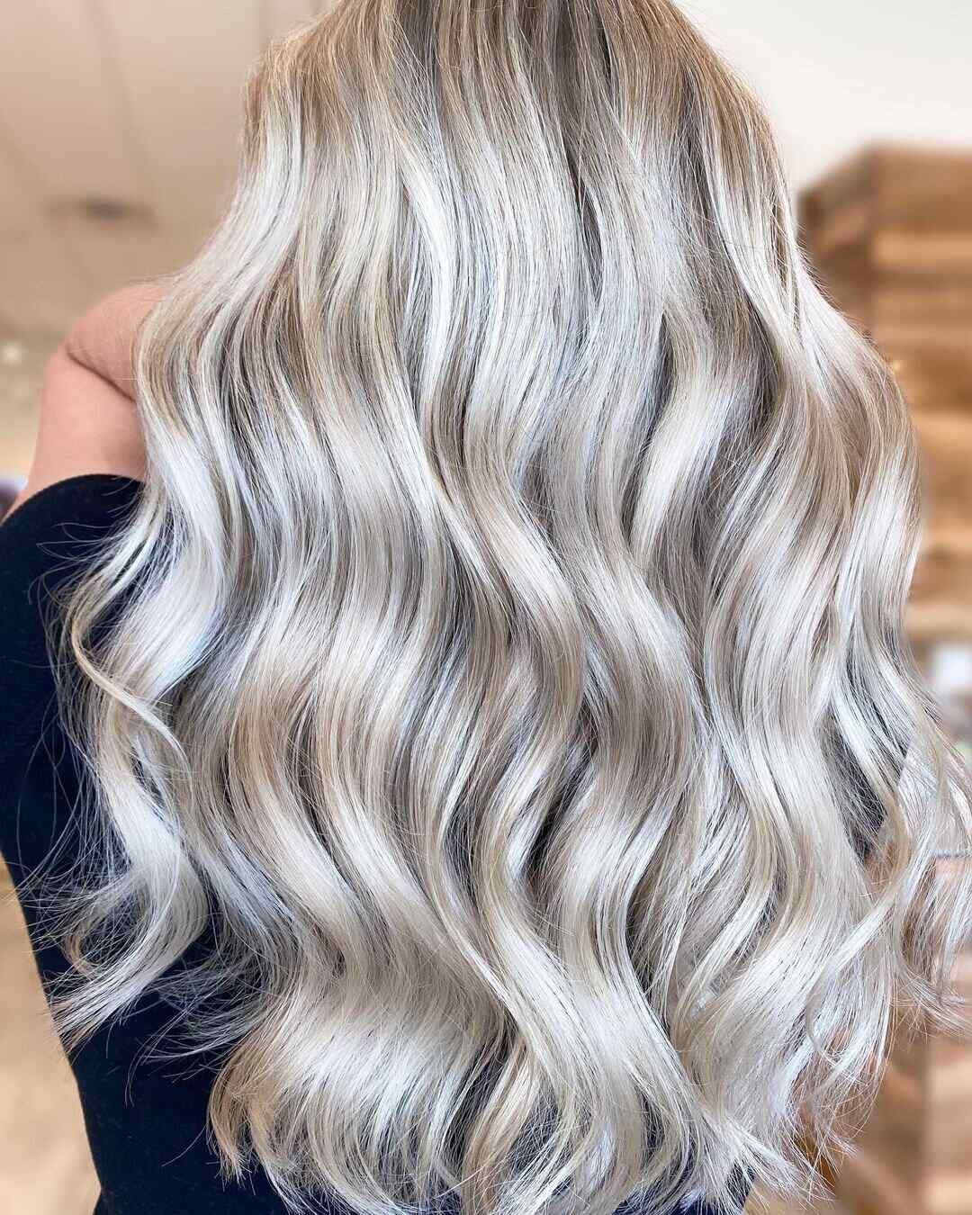 Mid-Back Ash Blonde With Platinum Highlights Curls Mid-Back Ash Blonde With Platinum Highlights Curls — Winter Hair Colors for Pale Skin