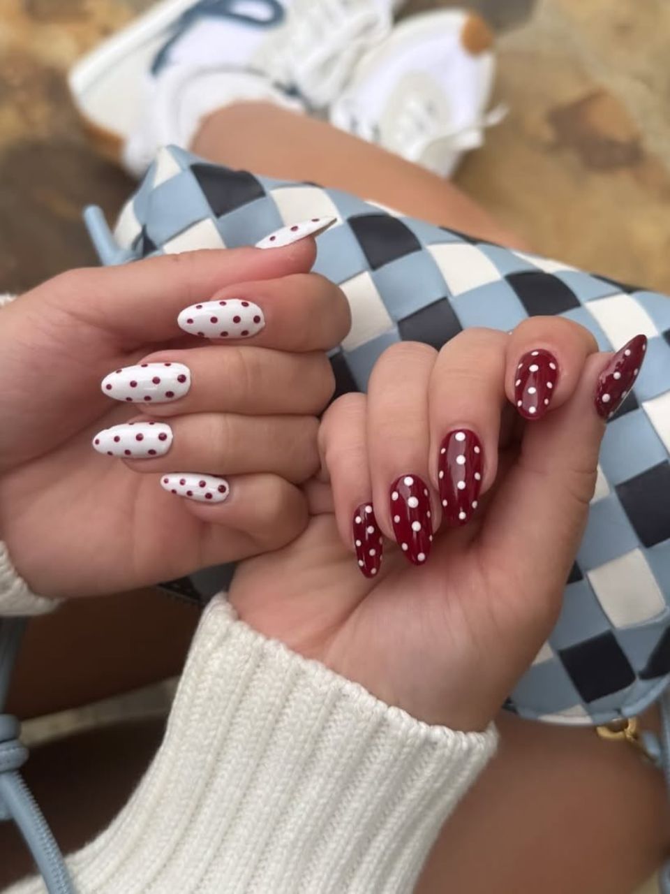 Polka Dot Burgundy and White Nails Polka Dot Burgundy and White Nails — Burgundy Nails