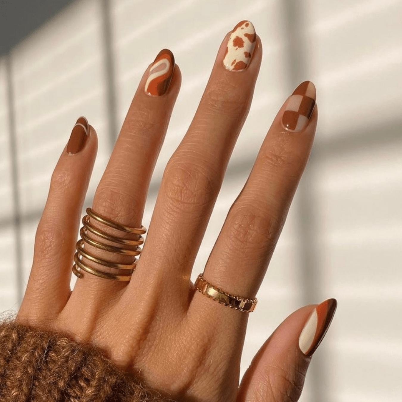 Mixed Fall Pattern Stilettos Mixed Fall Pattern Stilettos — Fall to Winter Nails