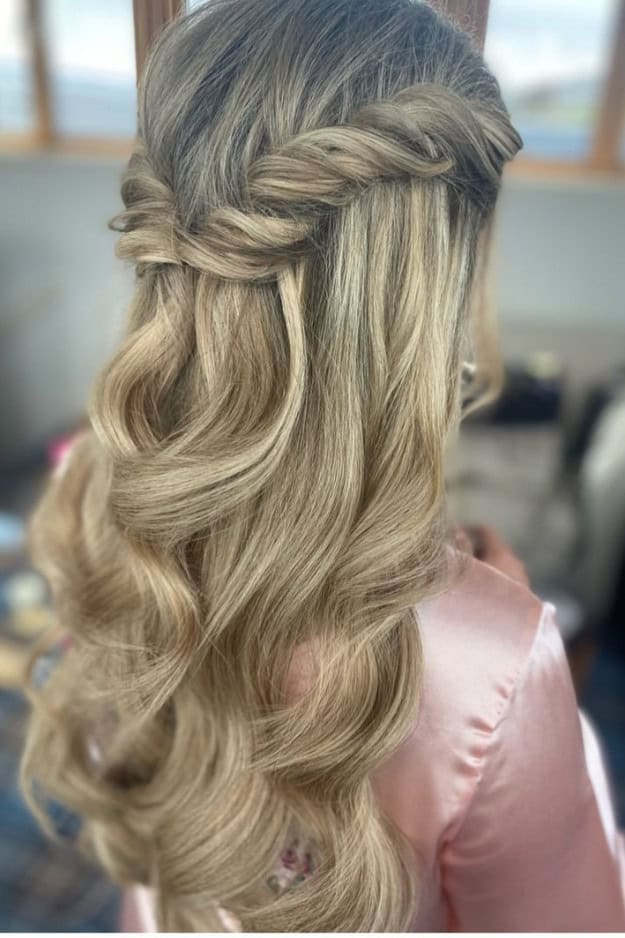 Ash Blonde Collarbone Twisted Crown — Winter Half Up Half Down Hairstyles