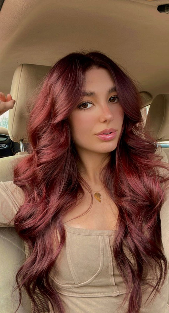 Bright Burgundy Voluminous Blowout Bright Burgundy Voluminous Blowout — Burgundy Hair Color