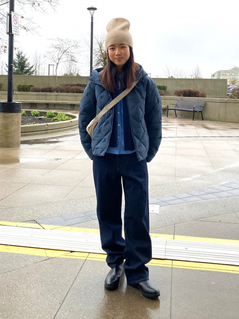 Beige Beanie with Quilted Jacket and Chambray Shirt — Beanie Outfits