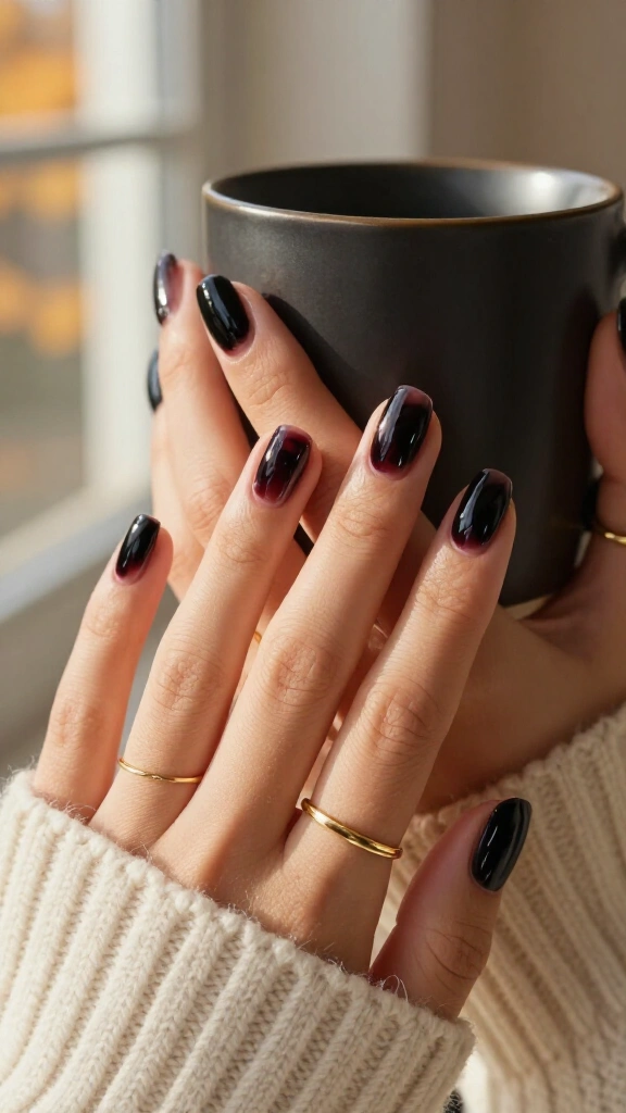 Black to Cherry Red Ombre Square Nails Black to Cherry Red Ombre Square Nails — Black Cherry Nails