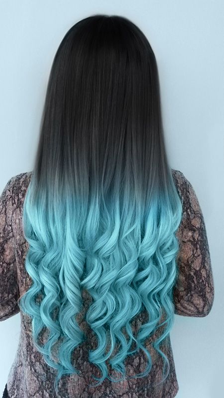 Dark Brown To Bright Turquoise Ombre Dark Brown To Bright Turquoise Ombre — Winter Ombre Hair