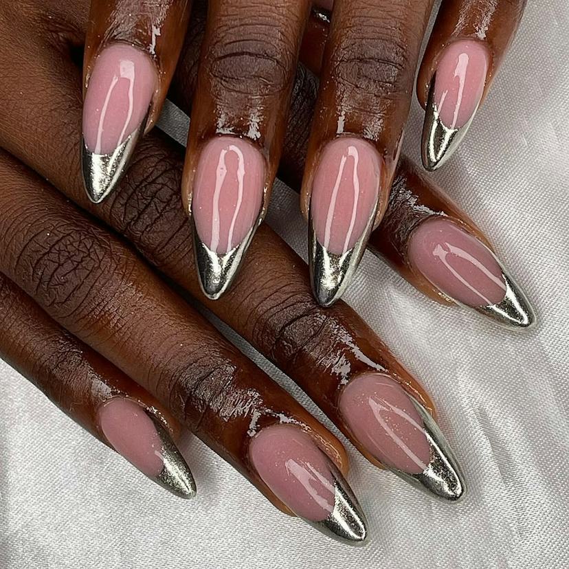 Visual Idea — The Finish Is Highly Reflective — Winter Chrome Nails