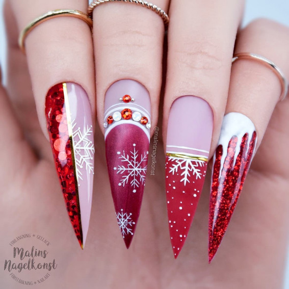 Clean Lines Precise Application Visual Idea — Winter Stiletto Nails