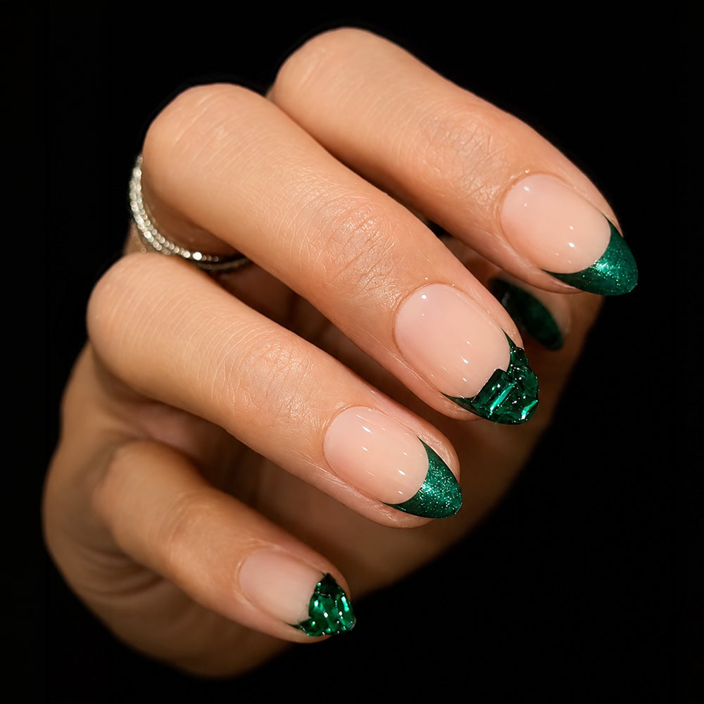 Glitter Emerald French Tips Glitter Emerald French Tips — Emerald Green Nails