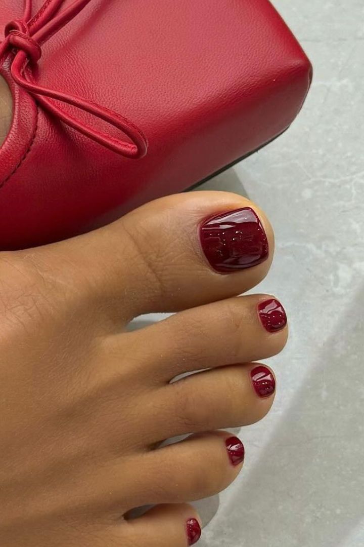 Jelly Burgundy Toes — Winter Toe Nails
