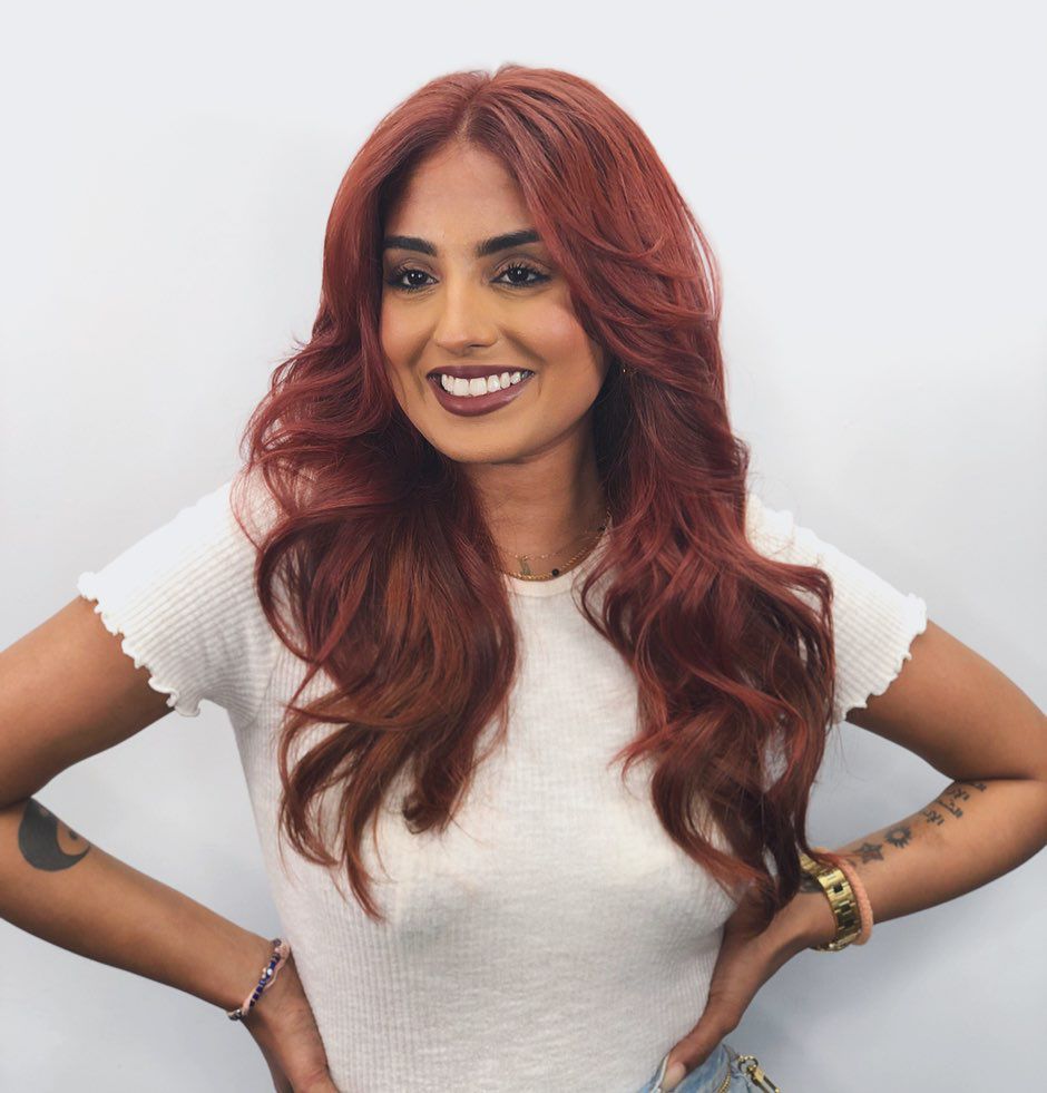 Red-Brown Solid Colour Visual Idea — Winter Hair Colors for Redheads