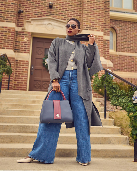 Textural Depth: Grey Cardigan Under Wool Coat Textural Depth: Grey Cardigan Under Wool Coat — Cardigan Outfits