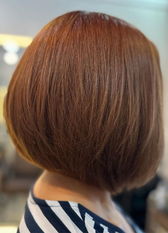 Medium Brown Sleek Blunt Bob — Winter Hair Colors for Short Hair