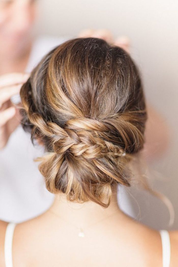 Dark Blonde Collarbone Updo With Braids — Winter Formal Hairstyles
