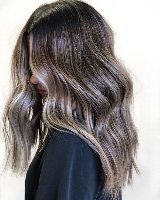 Mid-Back Dark Brown With Ash Blonde Balayage — Ash Brown Hair