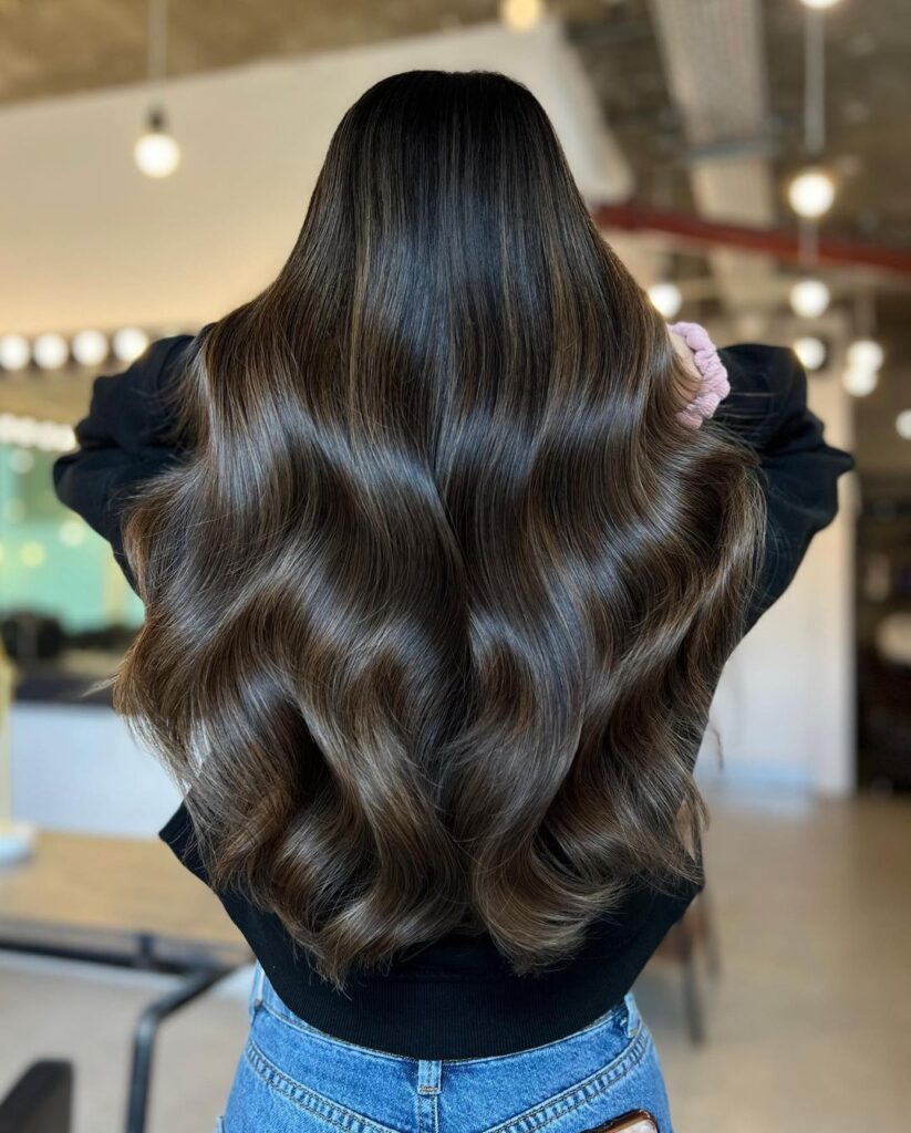 Dark Brown With Ash and Beige Highlights Dark Brown With Ash and Beige Highlights — Reverse Balayage