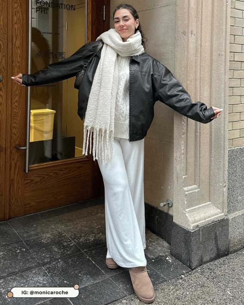 Chunky Knit Scarf Adds Texture to Winter Ensemble — Scarf Outfits