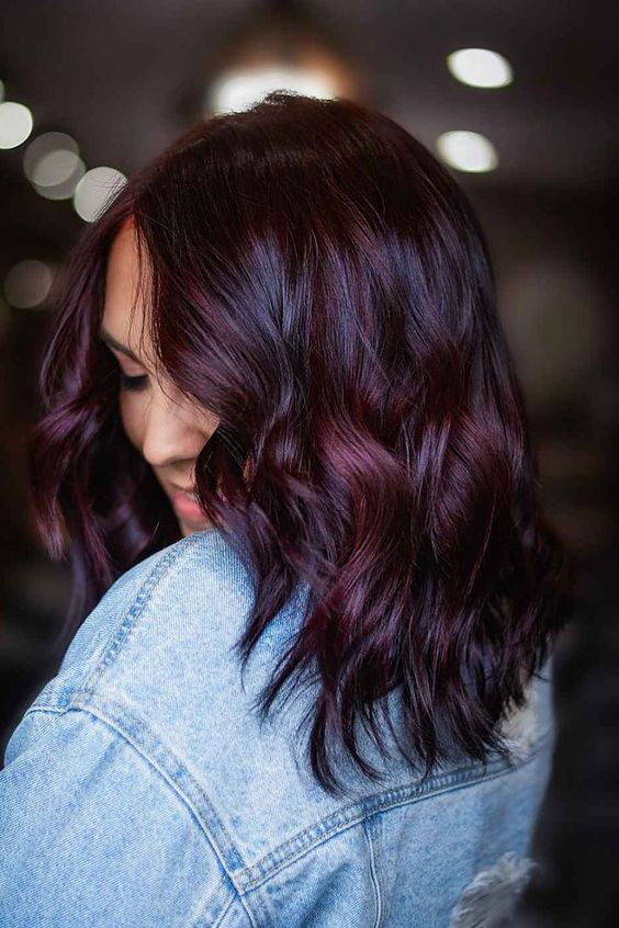 Deep Wine-Like Burgundy On Wavy Hair Deep Wine-Like Burgundy On Wavy Hair — Burgundy Hair Color