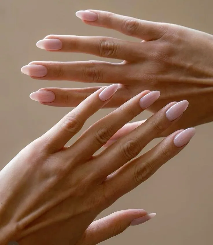 Milky Pale Pinkish-White Almond — Milky White Nails
