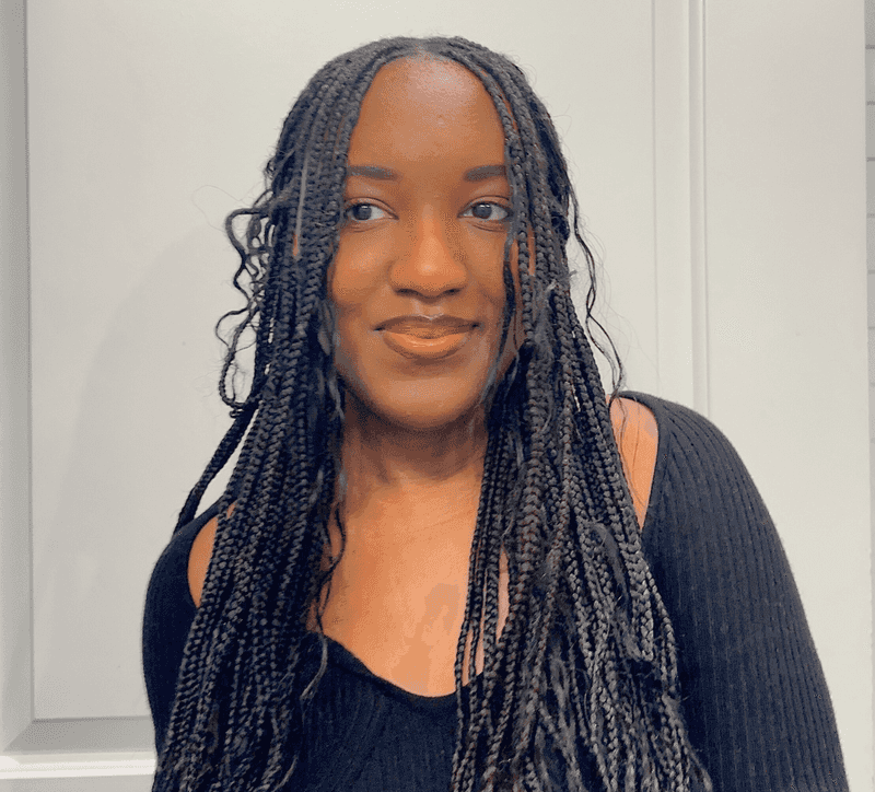 Black Knotless Box Braids with Loose Ends Black Knotless Box Braids with Loose Ends — Winter Knotless Braids