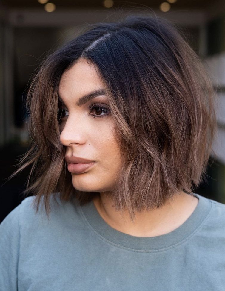 Chin Dark Brown Bob with Auburn Highlights — Winter Hair Colors for Short Hair